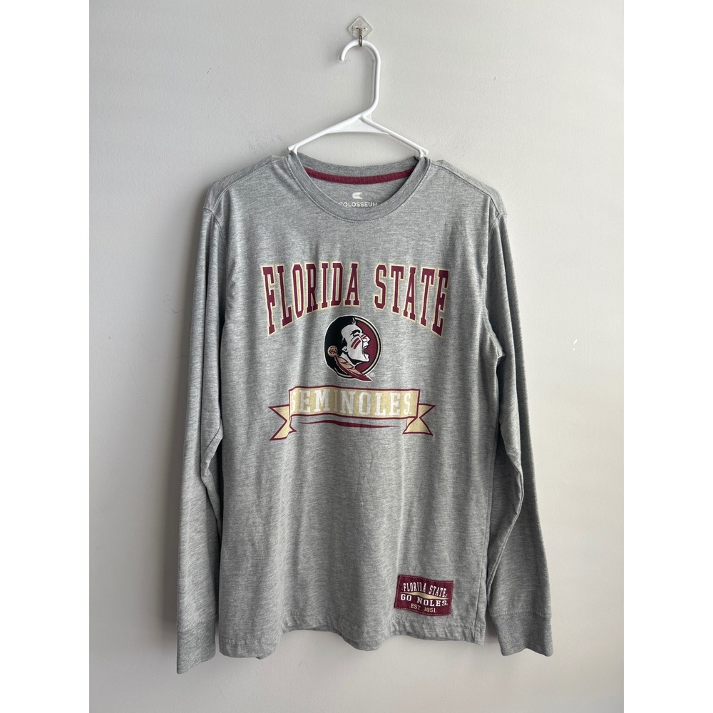Colosseum Gray Florida State Seminoles Long Sleeve‎ Shirt Mens Medium
